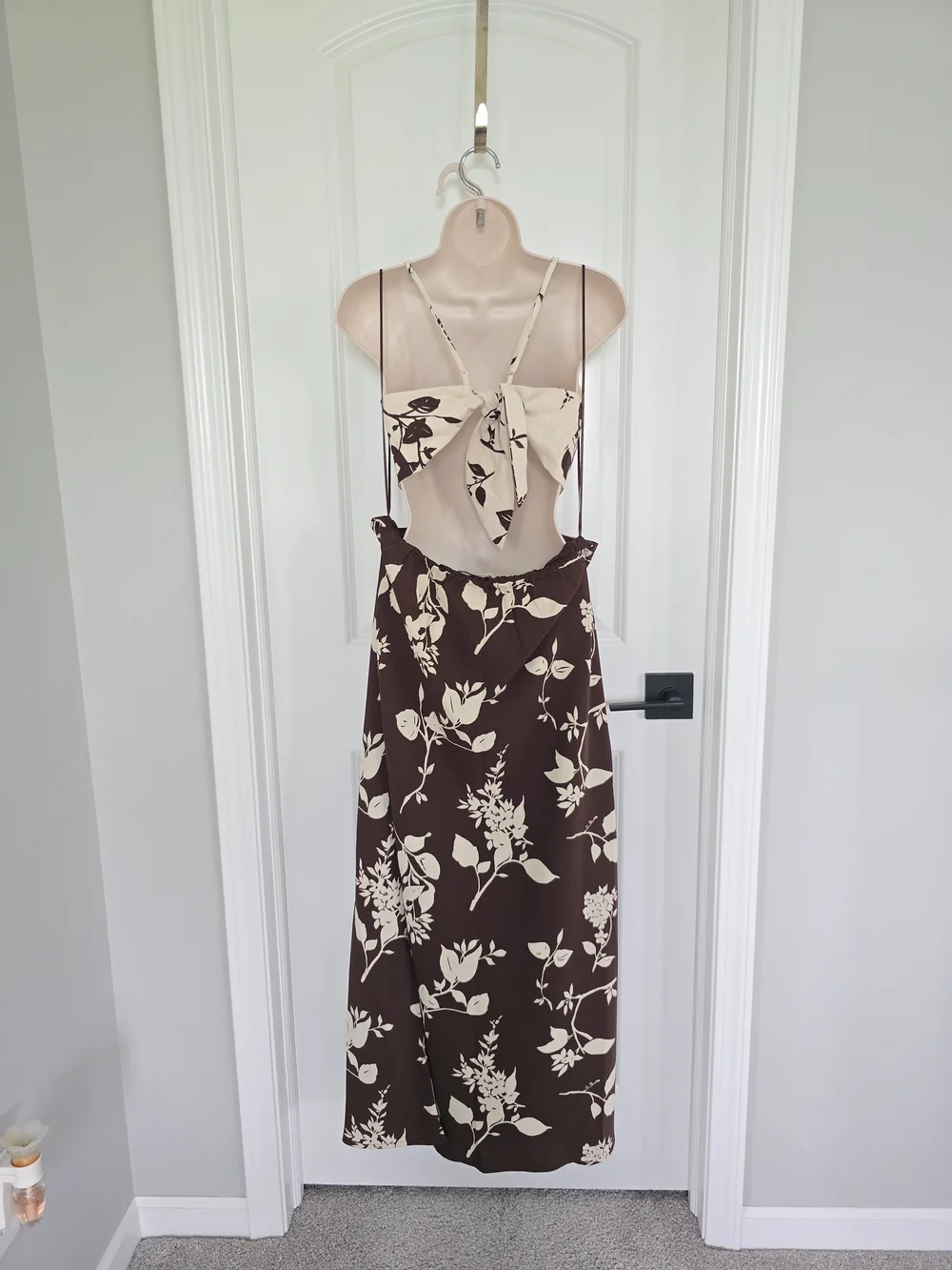 NWT Abercrombie & Fitch Cream and Brown Floral Maxi Dress Sz Large